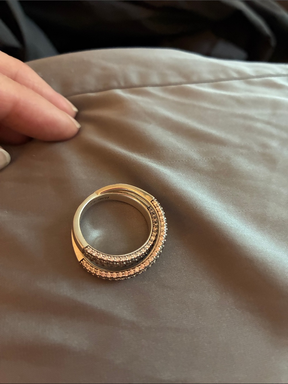 Pandora Rose Gold & Silver Pave Stack Ring